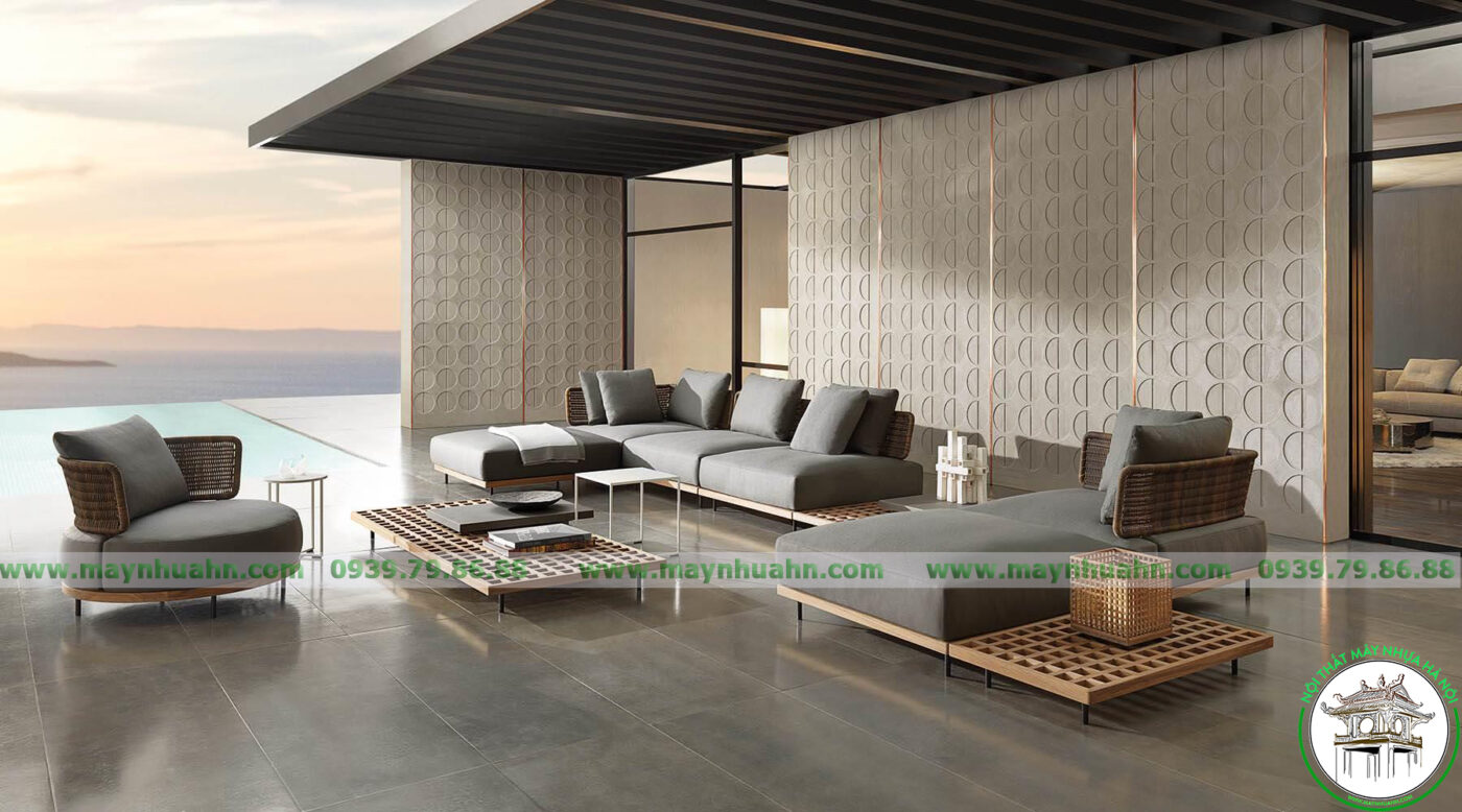 Sofa may ngoai trời khung go teak E168