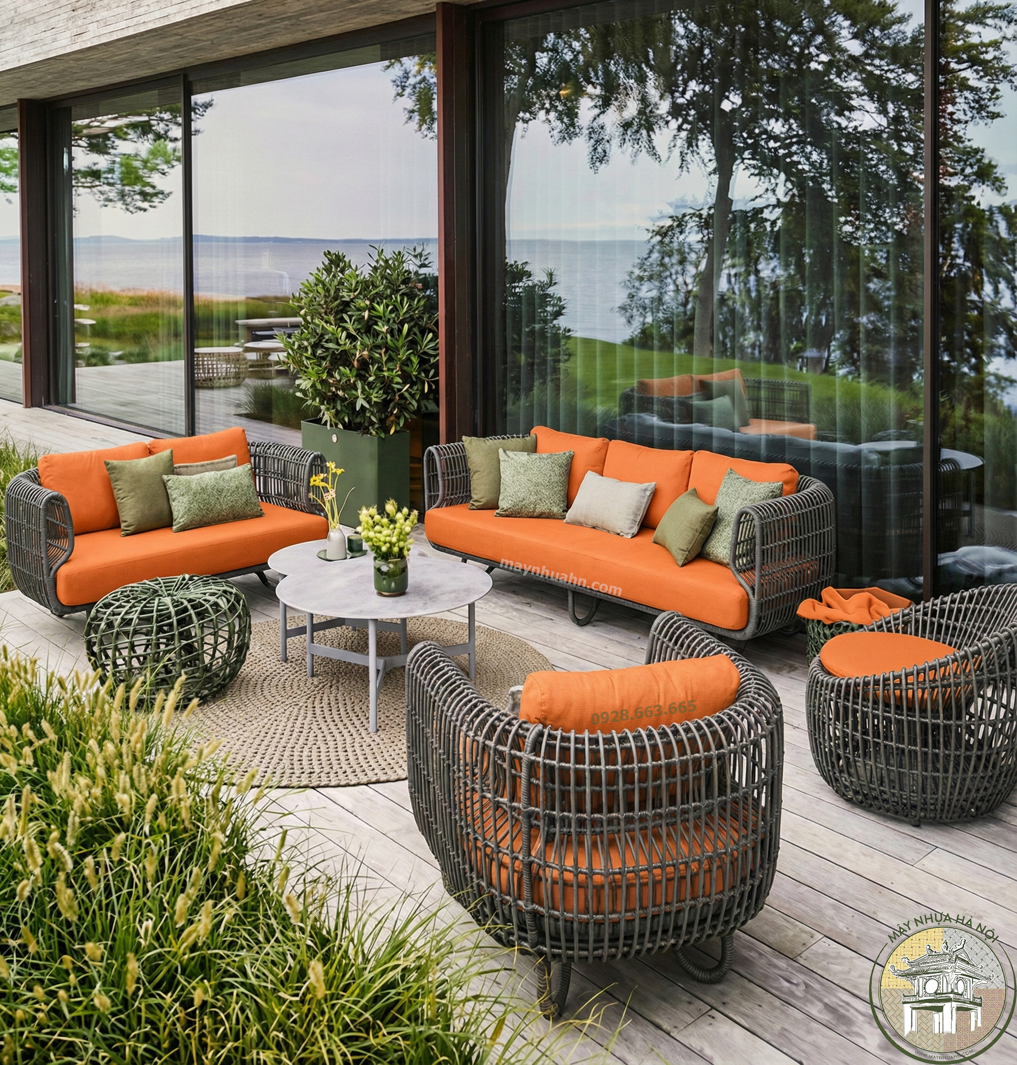 sofa mây nhựa sân vườn ngoài trời E190