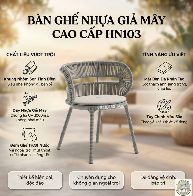 ghế nhựa giả mây cao cấp HN103