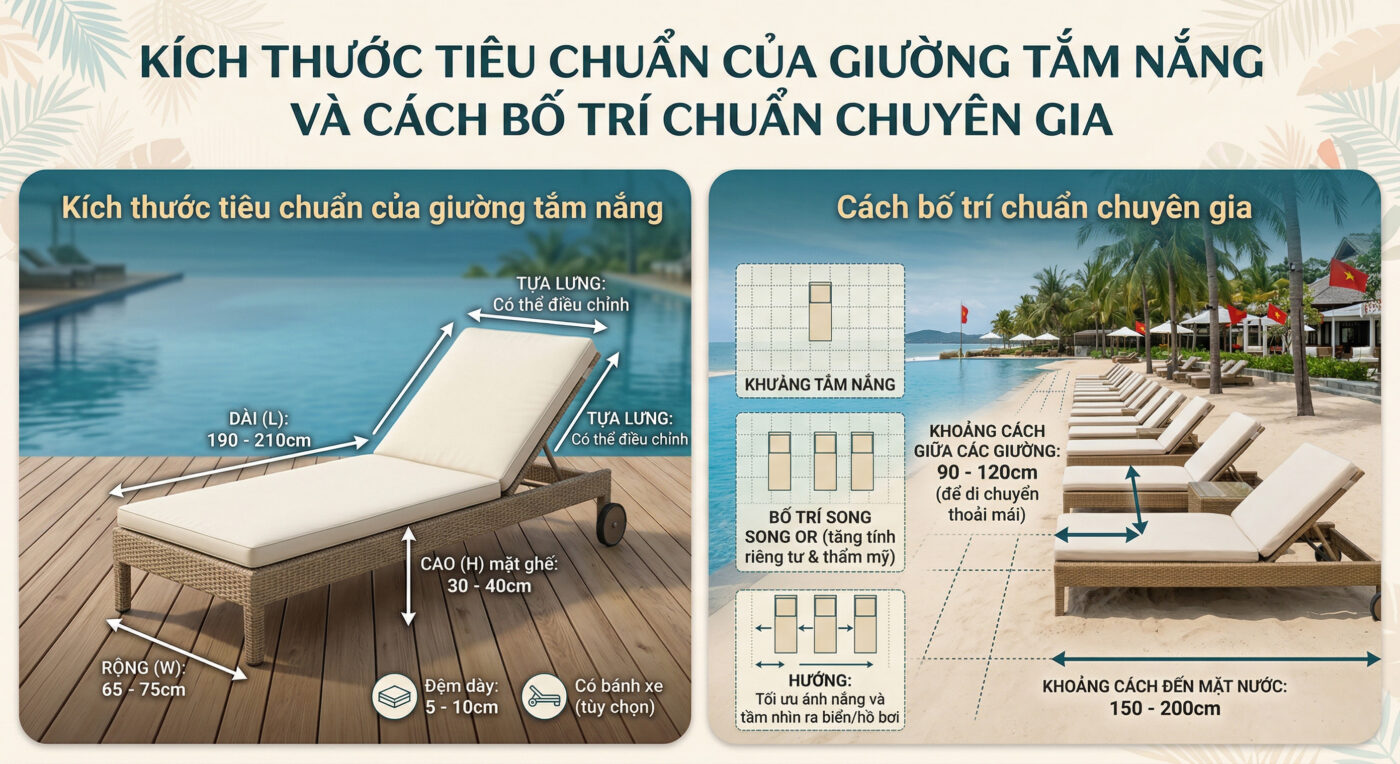 cách bố trí ghế tắm nắng hồ bơi chuẩn chuyên gia