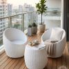 Bộ bàn ghế ban công mây nhựa HN106 màu trắng gồm hai ghế và một bàn